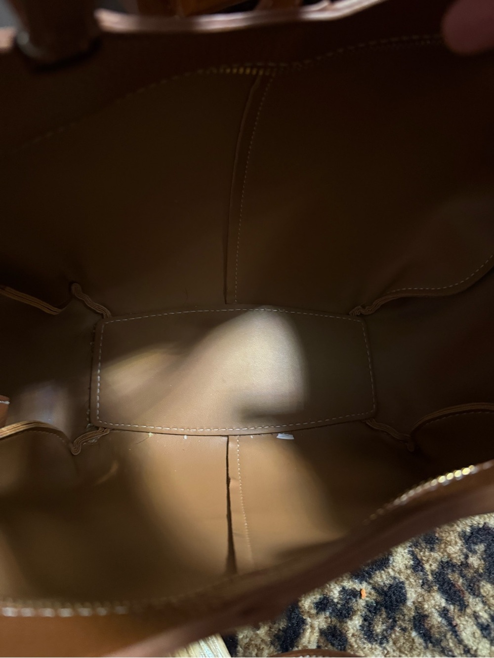 Classic Women's zip top Tote Bag in Cognac Brown - Picture 2 of 7